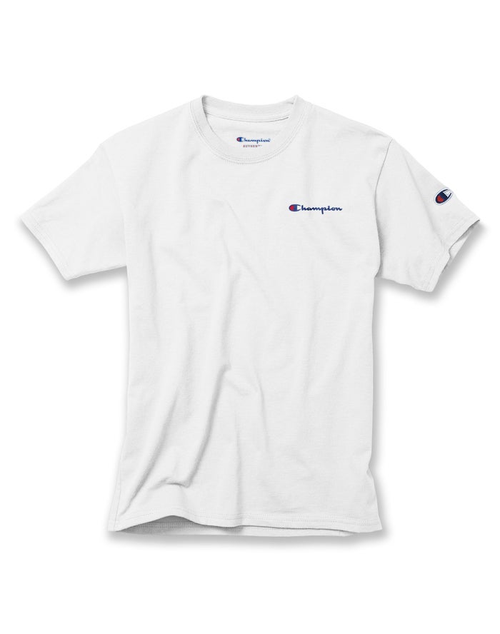 Champion Cotton Script Logo - Hvite T-Skjorte Gutt - Norge 713FXMOKY